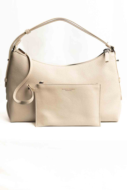 BRUNELLO CUCINELLI LEATHER BAG WITH MONILE DETAIL
