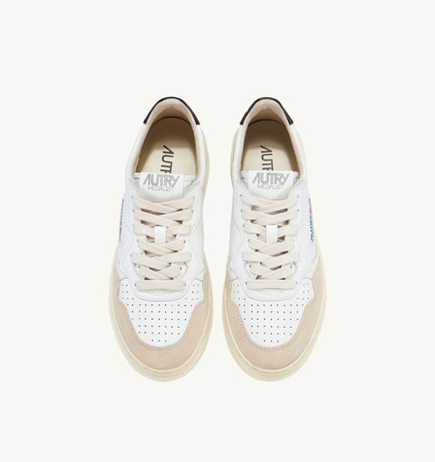 AUTRY LEATHER AND SUEDE TAB LOGO SNEAKERS