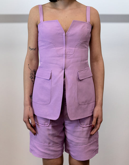 BCBGMAXAZRIA CORPETTO BRETELLE LINO VISCOSA